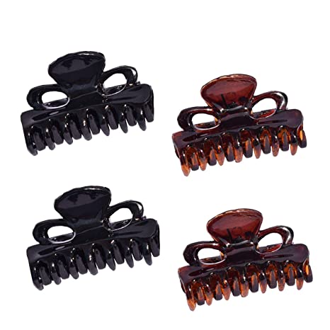 Parcelona French Petite Very Small Celluloid Set of 4 Hair Claws For Women