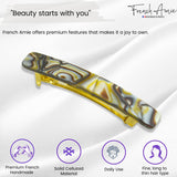 French Amie Small 2 1/4" Celluloid Handmade Hair Barrette for Women and Girls