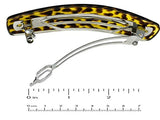 Parcelona French Leopard Print Mustard Yellow Oblong Hair Clip Barrette