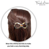 French Amie Infinity Loop 3” Celluloid Handmade Automatic Hair Barrette