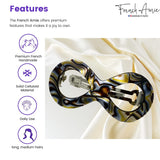 French Amie Infinity Loop 3” Celluloid Handmade Automatic Hair Barrette