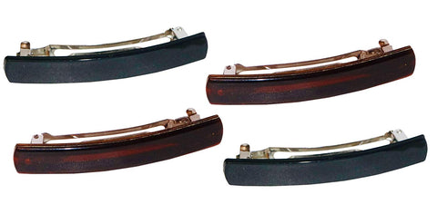 Parcelona French Fine Bar Shell and Black Small Hair Clip Barrettes Set of 4