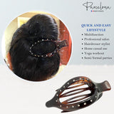 Parcelona French Elite Wide Beak Crystals Shell Celluloid Hair Claw 4.5 inches