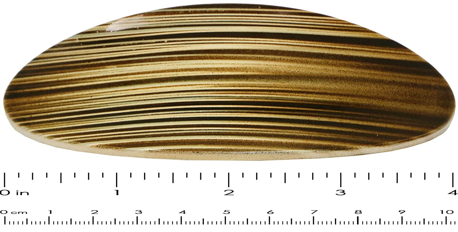 Parcelona French Oval Grey Beige Cellulose Acetate Automatic Hair Clip Barrette