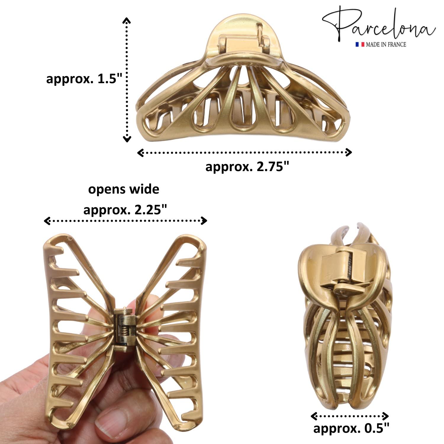 Parcelona French Rain Drop Small 2 3/4" Cellulose Jaw Hair Claw for Women