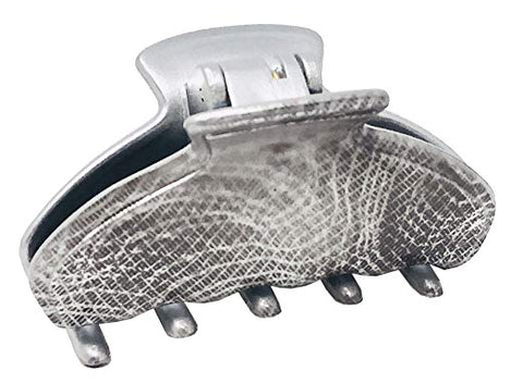 Parcelona French Moon Silver Grey Streaks Small Hidden Spring Jaw Hair Claw