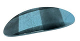 Parcelona French Oval Wide Large Blue Grey Checks Celluloid Automatic Hair Clip