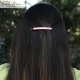 French Amie Rounded Oblong Small 2.5"Tige Boule Metal Clasp Hair Barrettes
