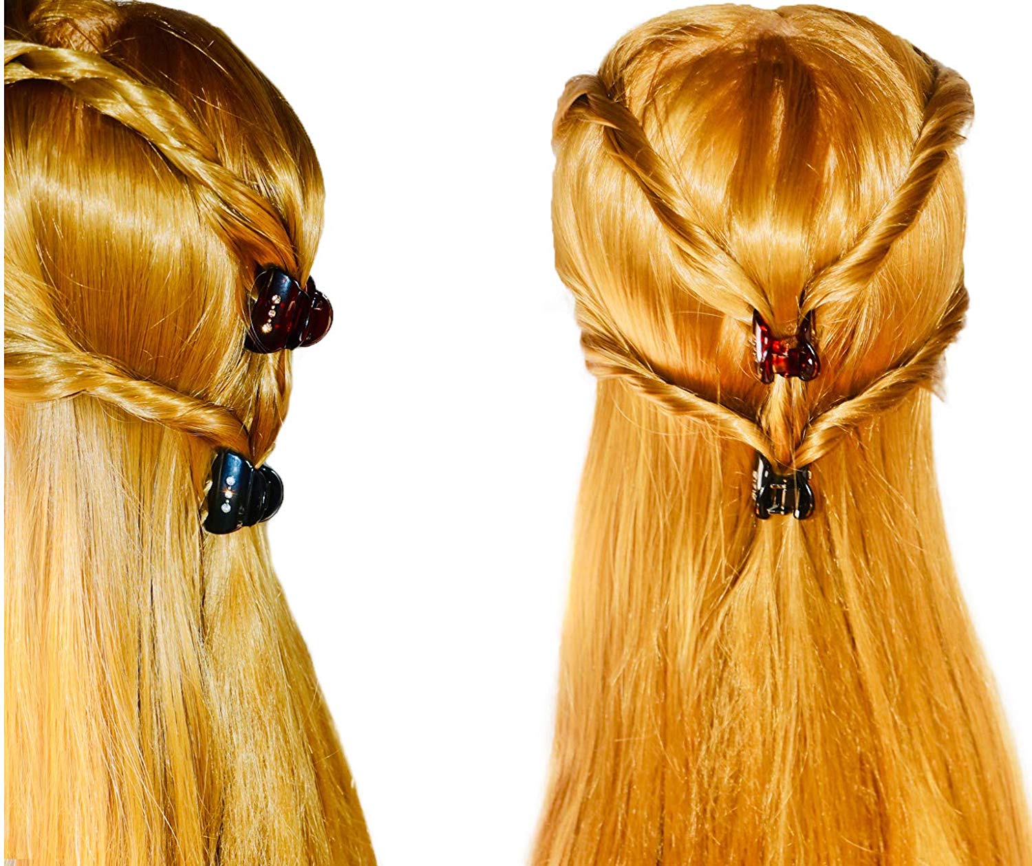 Parcelona French Little Belle Crystals Shell and Black Cellulose Hair Claws