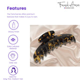 French Amie Contour Large 4 ¾” Celluloid Handmade Jaw Hair Claw Clip for Women