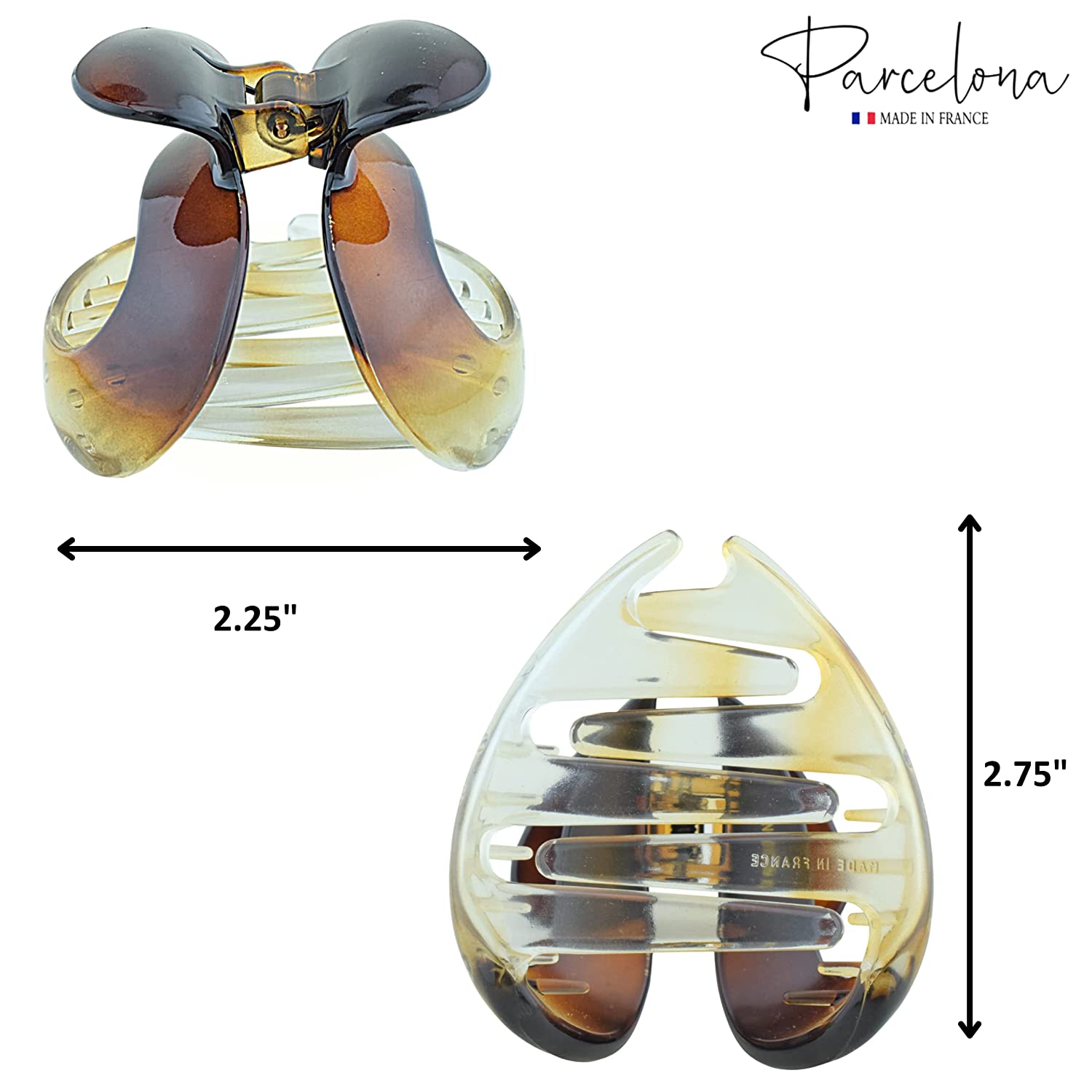 Parcelona French Heart Curve Clear N Shell Medium Cellulose Hair Claw