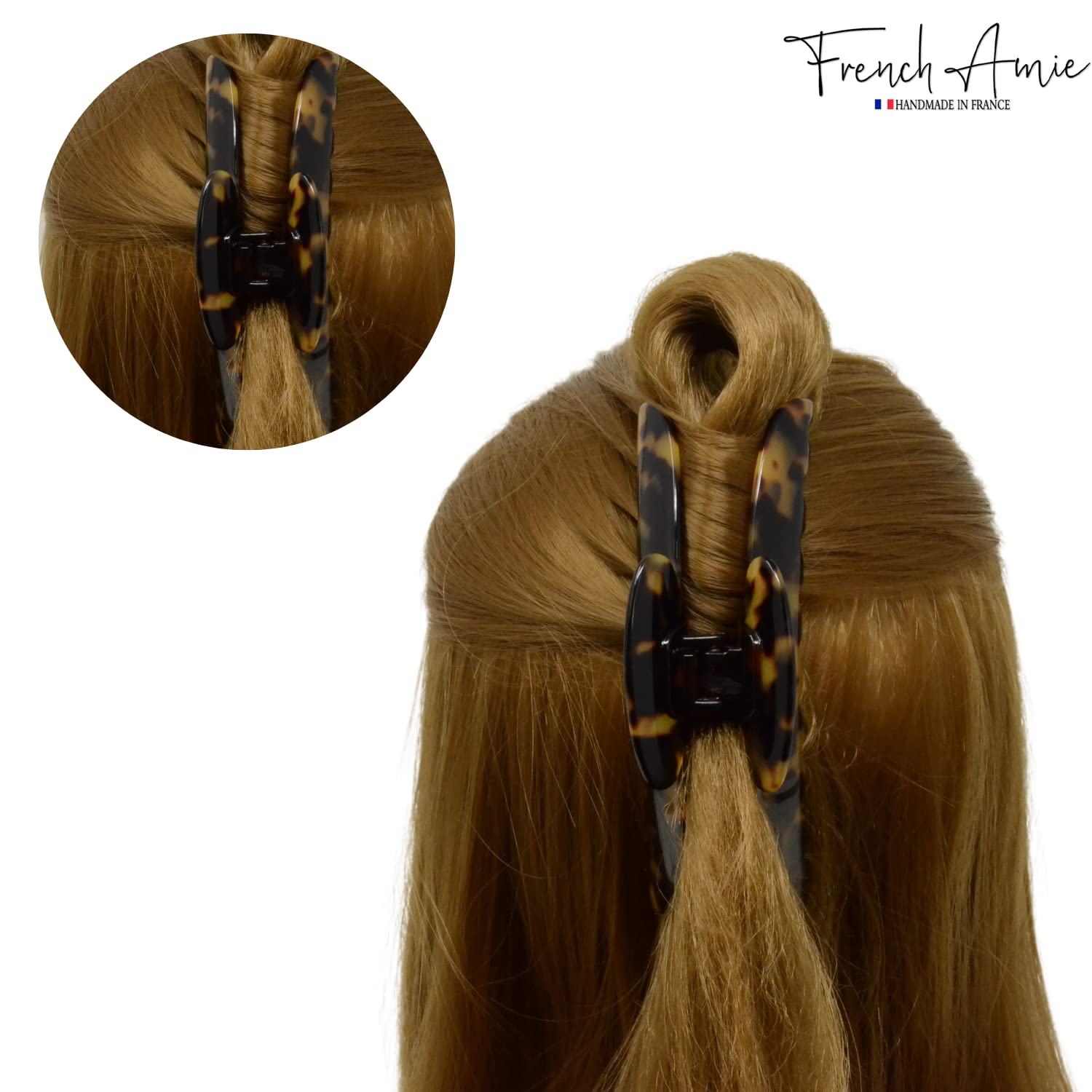 French Amie Contour Large 4 ¾” Cellulose Handmade Jaw Hair Claw Clip for Women