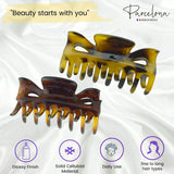 Parcelona French Classic Small 2.5" Celluloid Set of 2 Jaw Hair Claws for Women