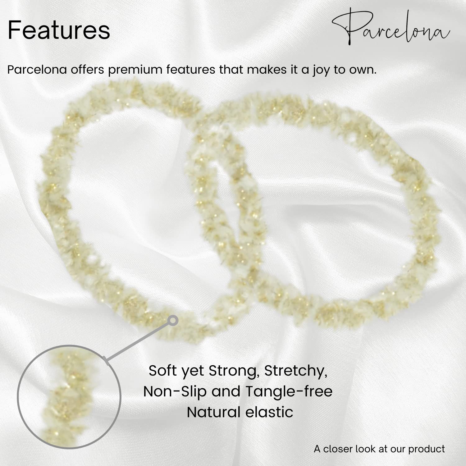 Parcelona Flexible Set of 4 Chenille Ponytail Holder Elastic Hair Ties
