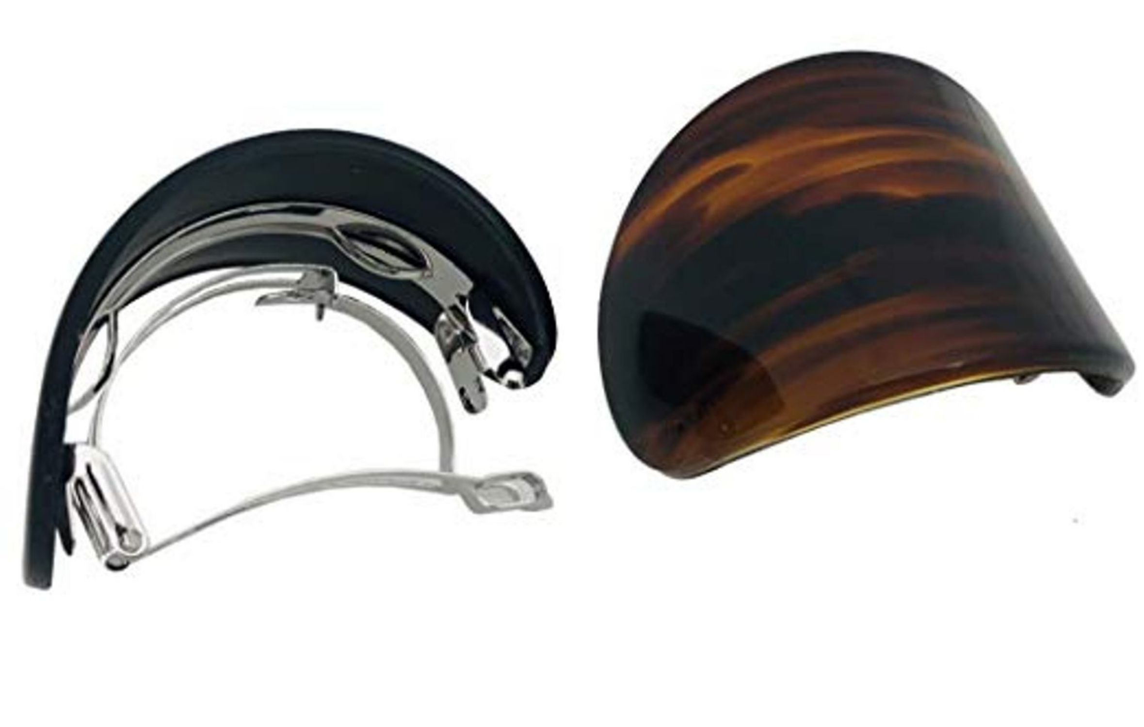 Parcelona French Curved Wide Adjustable Celluloid Hair Barrettes for Women