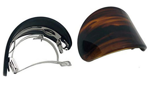 Parcelona French Curved Wide Adjustable Celluloid Hair Barrettes for Women