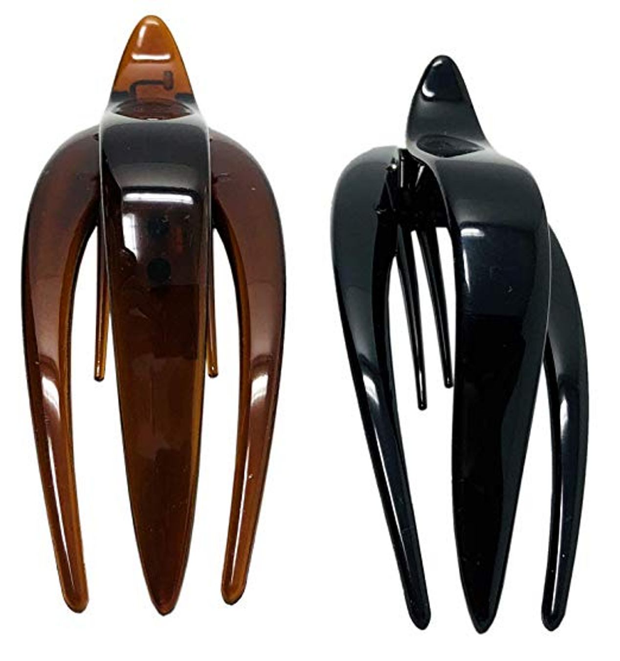 Parcelona French Beak Clasp Shell N Black Salon Hinge Side Slide In Hair Claws