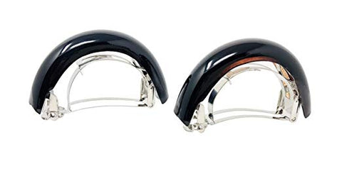 Parcelona French Half Circle Small Curved Black N Shell Pony Tie Hair Clip