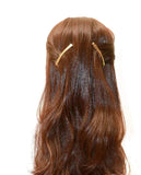 Parcelona French Fine Curve Golden Set of 6 Metal Side Slide Hair Clip Barrettes