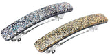 French Amie Glittery Oblong Golden and Silver Grey Small 2 1/4” Handmade Set of