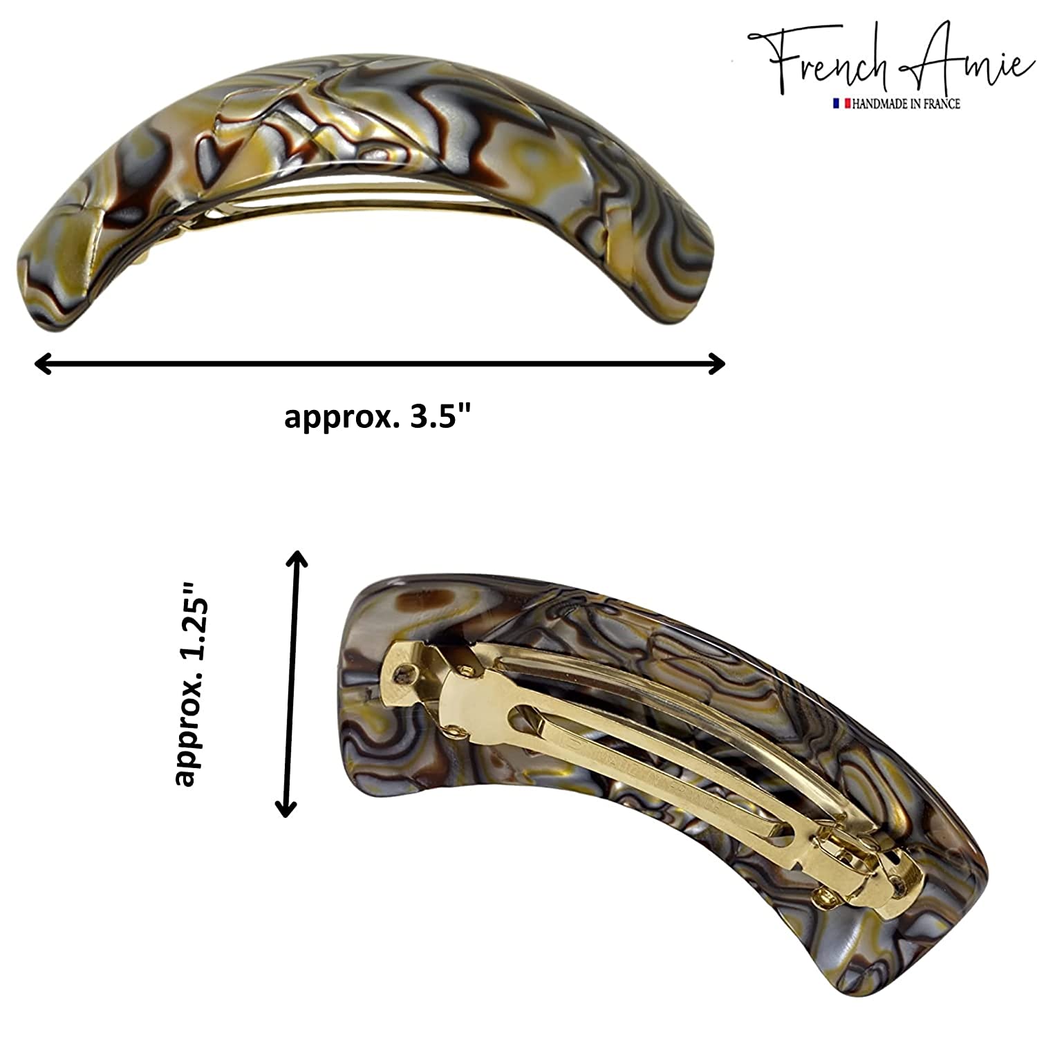 French Amie Broad Curved Arch Large 3.5" Extra Wide Volume Hair Clip Barrette