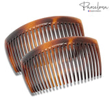 Parcelona French Large Tortoise Shell 23 Teeth Hair Side Combs 4 Inch