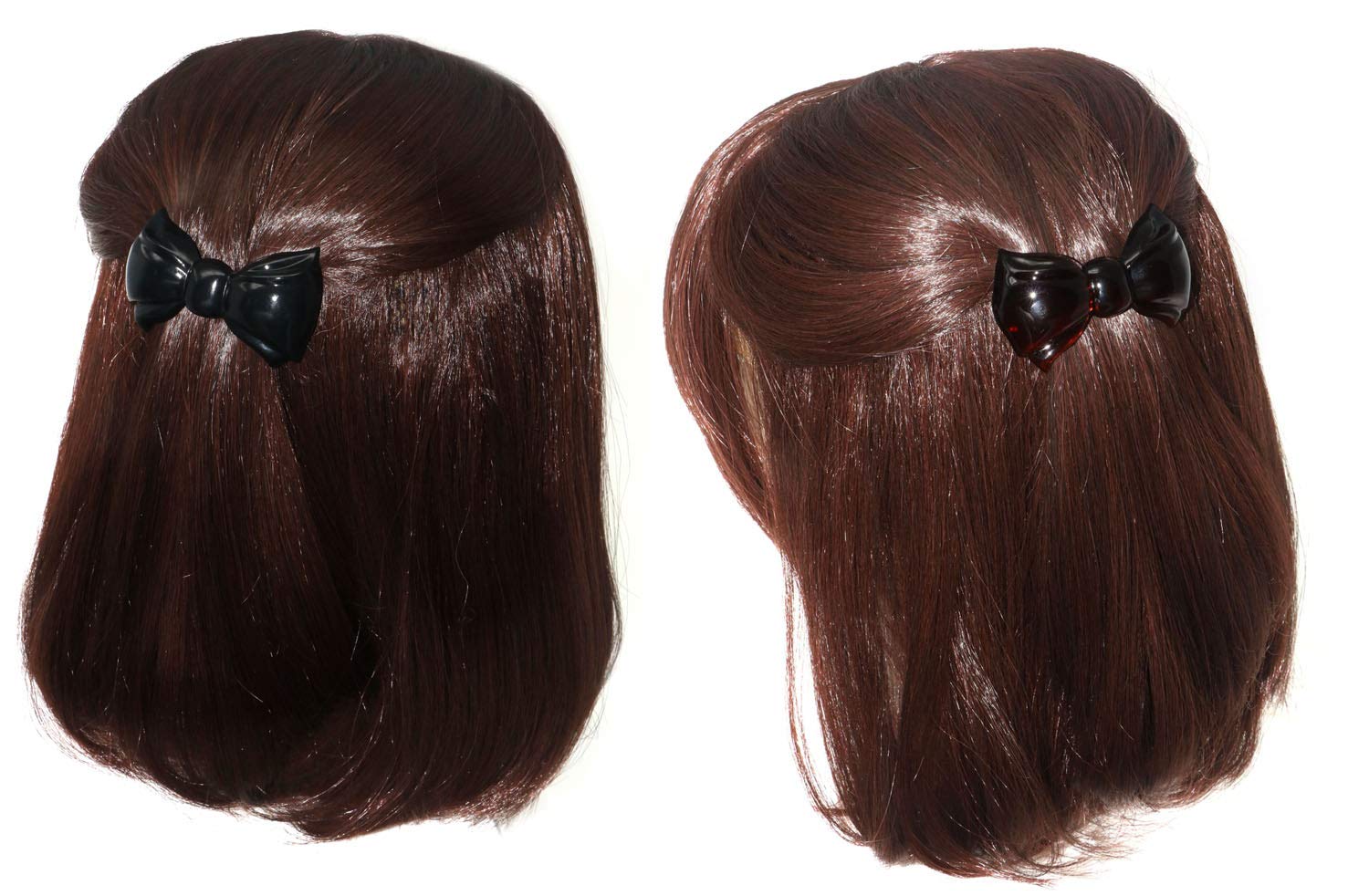 Parcelona French Angel Bow Shell Black Small 2” Cellulose Hair Clip Barrette-2