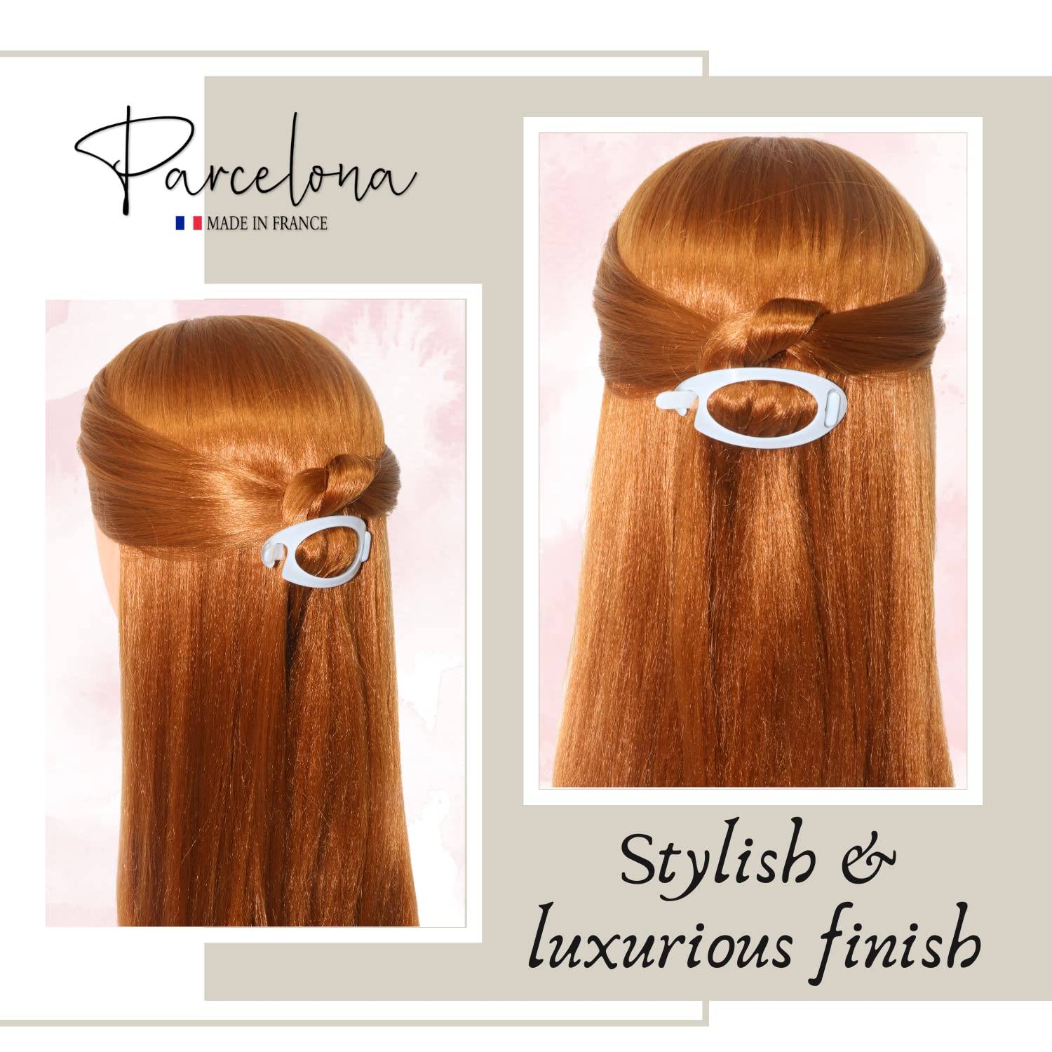 Parcelona French Plain Oval Small Cellulose Metal Free Hair Barrette for Women
