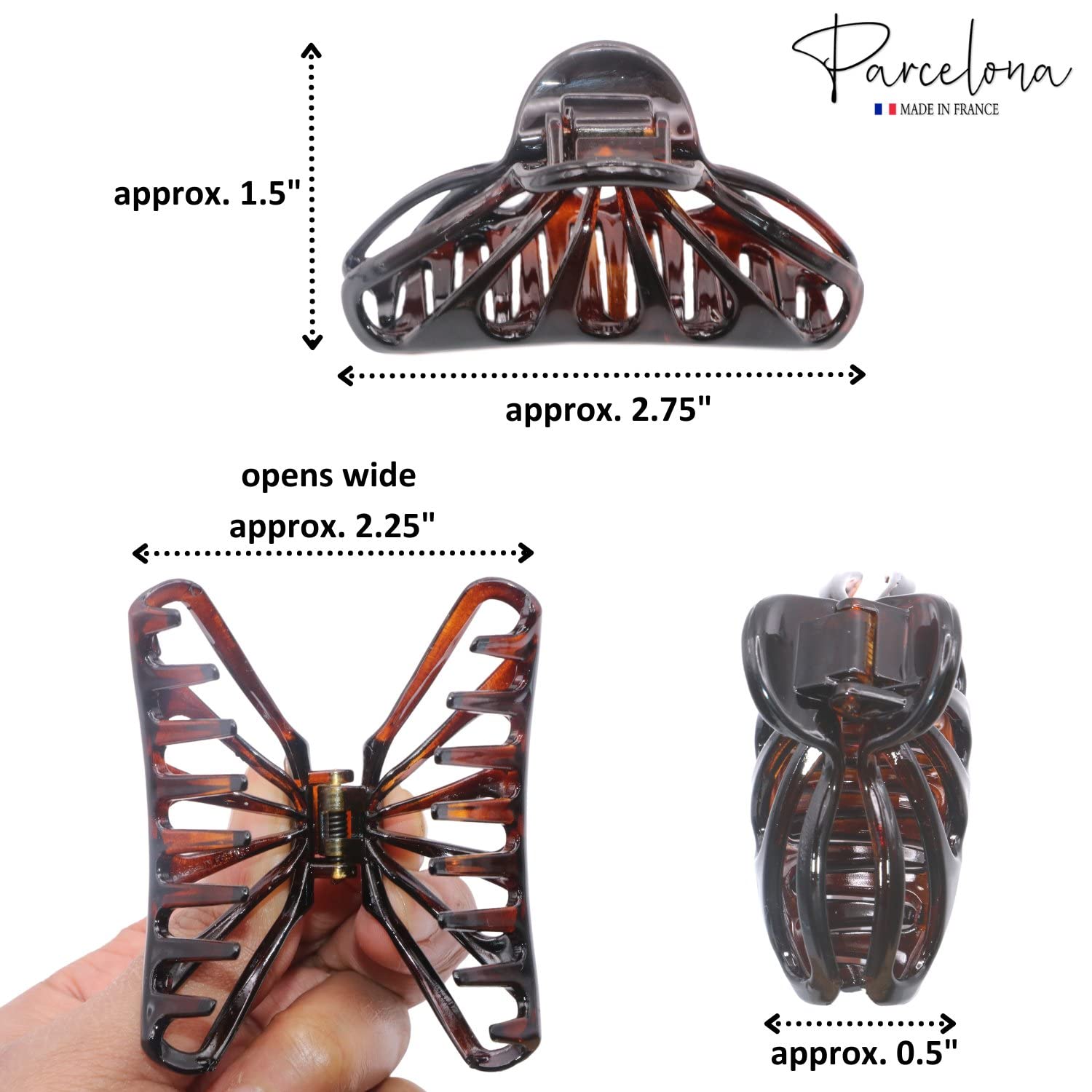 Parcelona French Rain Drop Small 2 3/4" Cellulose Jaw Hair Claw for Women