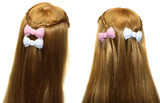 Parcelona French Angel Bow White and Light Pink Small 2” Hair Clip Barrette 2Pcs