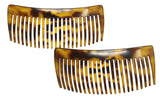 Parcelona French Large Light Shell 23 Teeth Celluloid Hair Side Combs 4.5 Inch