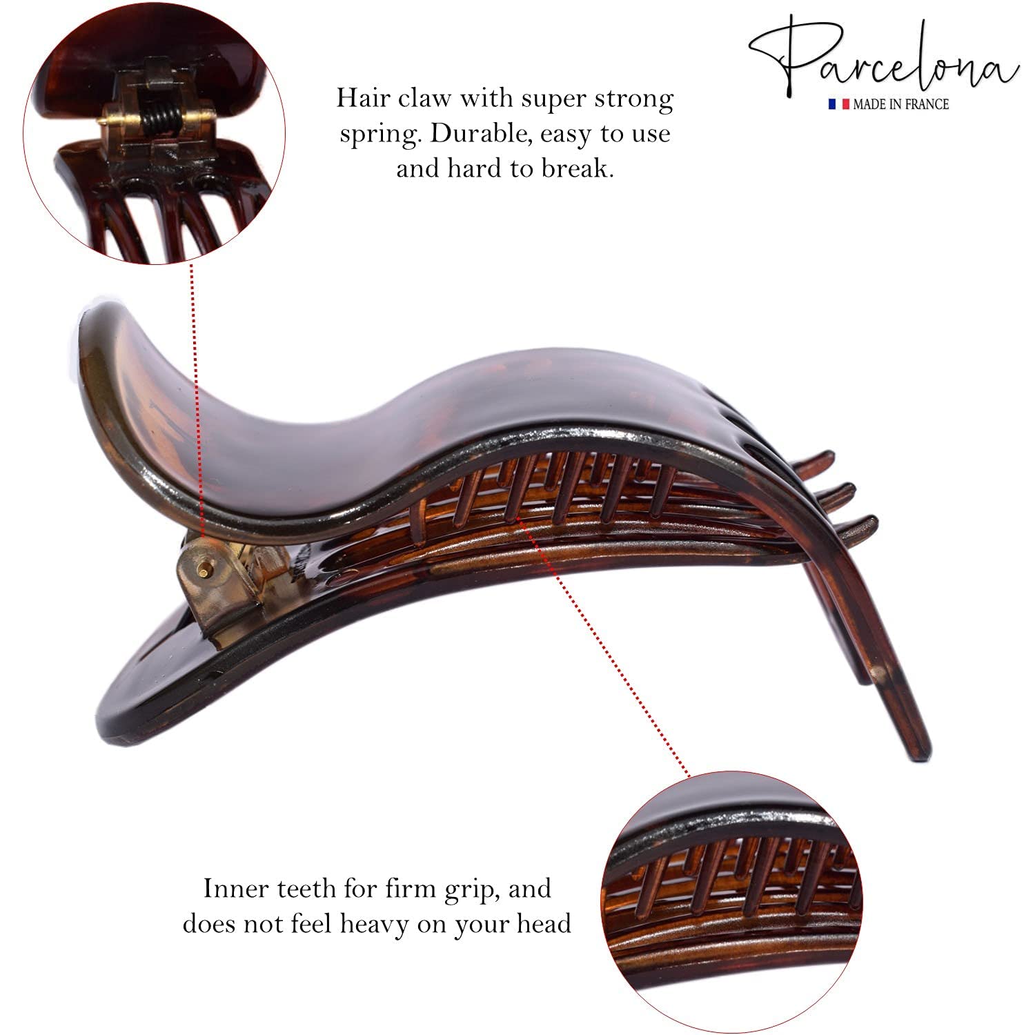 Parcelona French Simply Bear Paw Medium 3” Cellulose Set of 2 Hair Claw Clips