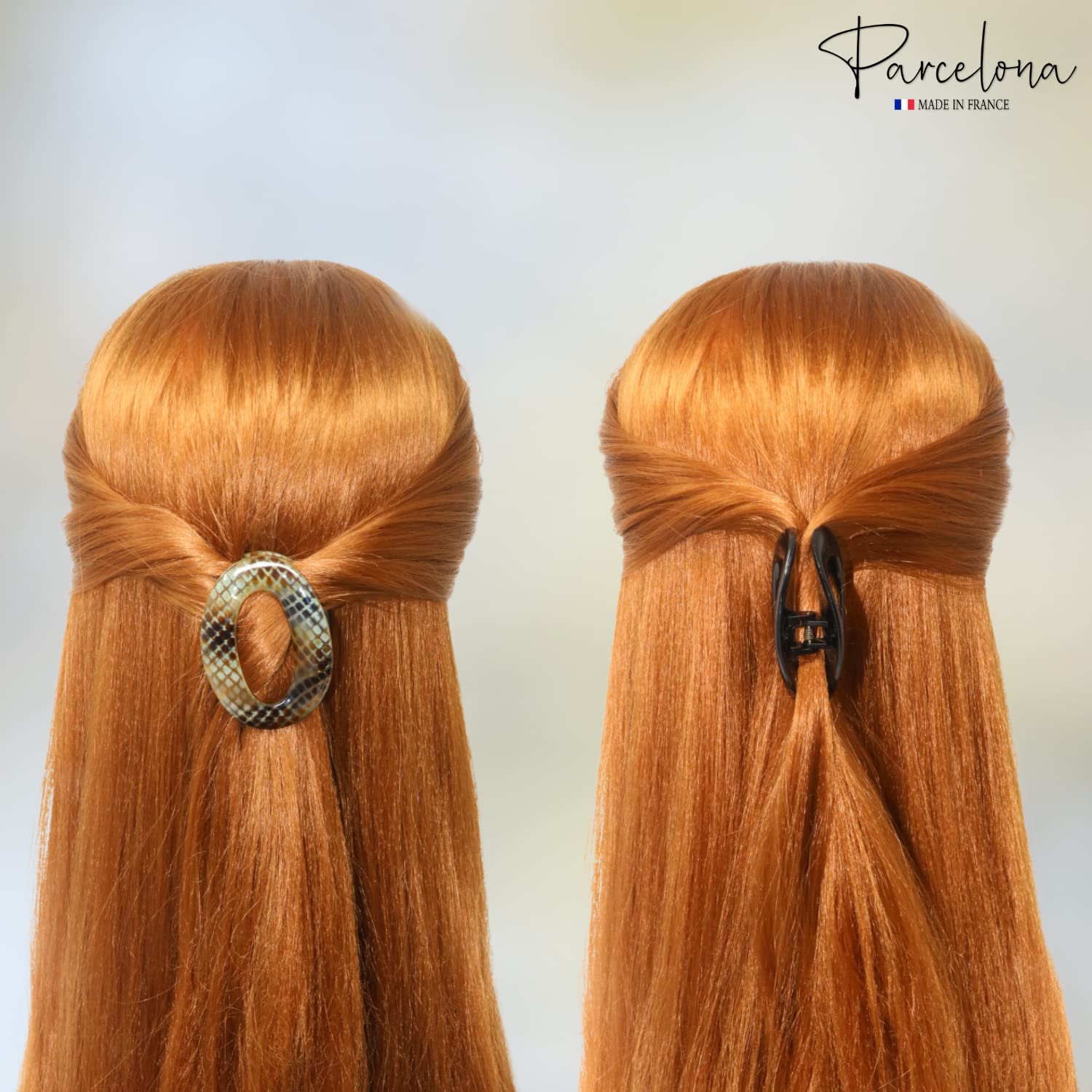 Parcelona French Flat Tube Cut out Small 2 1/2" Cellulose Set of 2 Hair Claws