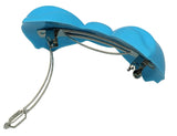 Parcelona French Angel Bow Blue and Green Small 2” Celluloid Set of 2 Hair Clip