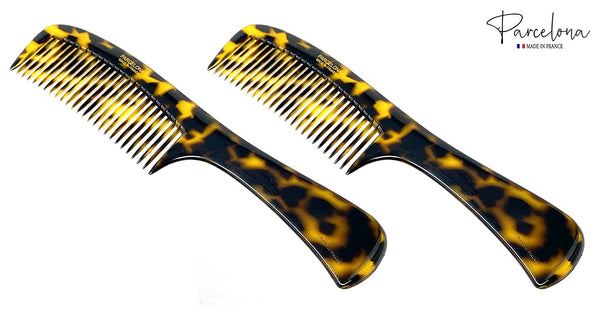 Parcelona French Wide Tooth Yellow Tokyo Large 8 3/4” Set of 2 Professional Hair