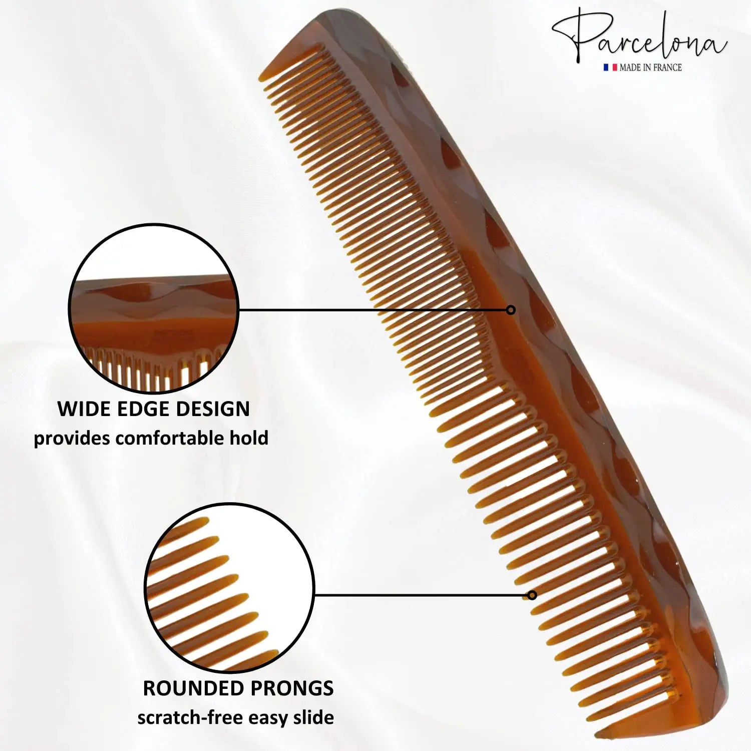 Parcelona French Sleek Wide Long 8" Tortoise Shell Cellulose Hair Comb for Women