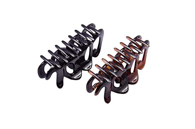 Parcelona French COOL Set of 2 Tortoise Shell Brown Black Jaw Hair Claw Clip