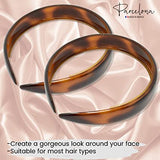 Parcelona French Bold 3/4" Wide Set of 2 Headband for Women((Shell Brown)