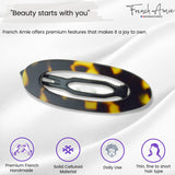 French Amie Oval Cut Out Small Handmade Celluloid Snap Hair Barrette for Women