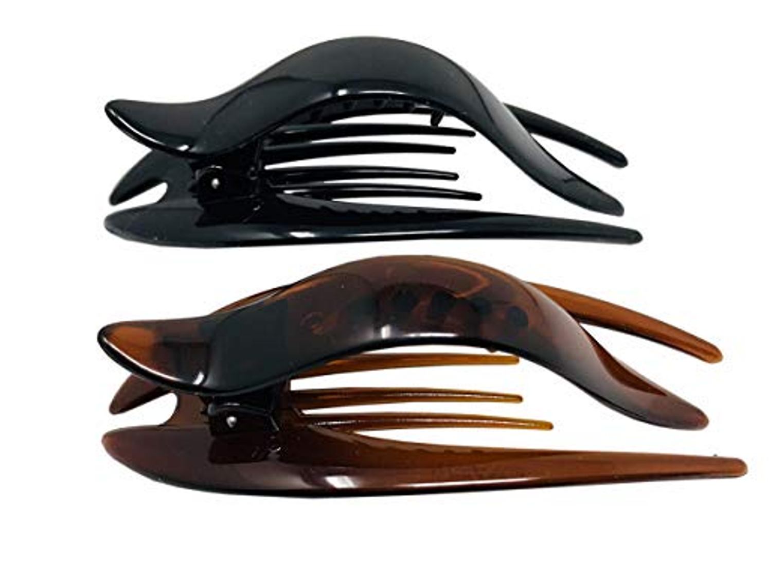 Parcelona French Beak Clasp Shell N Black Salon Hinge Side Slide In Hair Claws