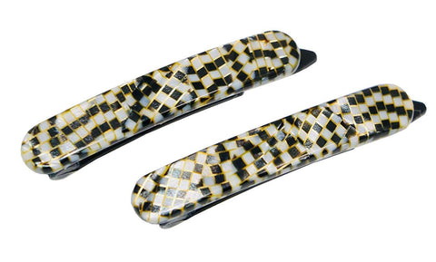 French Amie Mini Opera Set of 2 Celluloid Handmade No Metal Hair Clip Barrettes