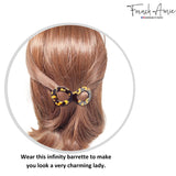 French Amie Infinity Loop 3” Celluloid Handmade Automatic Hair Barrette