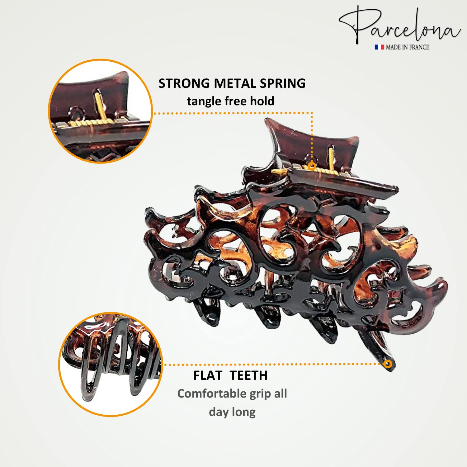 Parcelona French Beau Small Set of 2 Shell & Black Jaw Hair Claw Clip