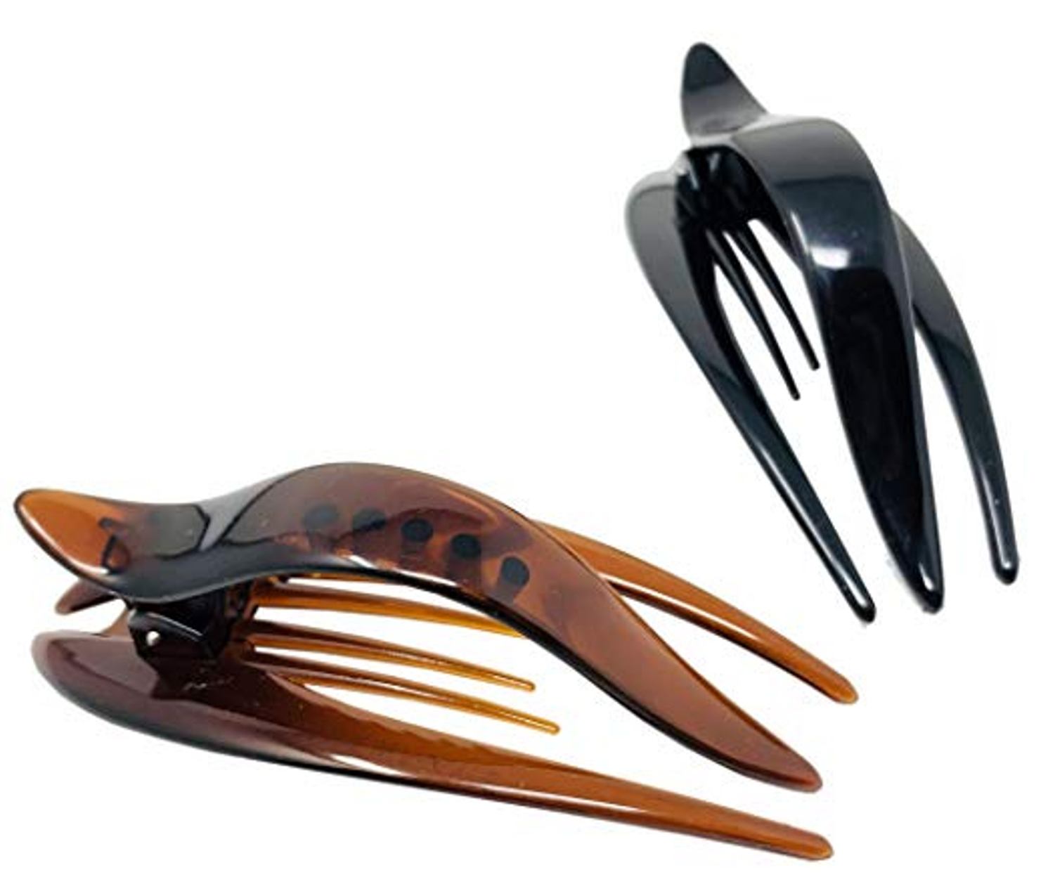 Parcelona French Beak Clasp Shell N Black Salon Hinge Side Slide In Hair Claws