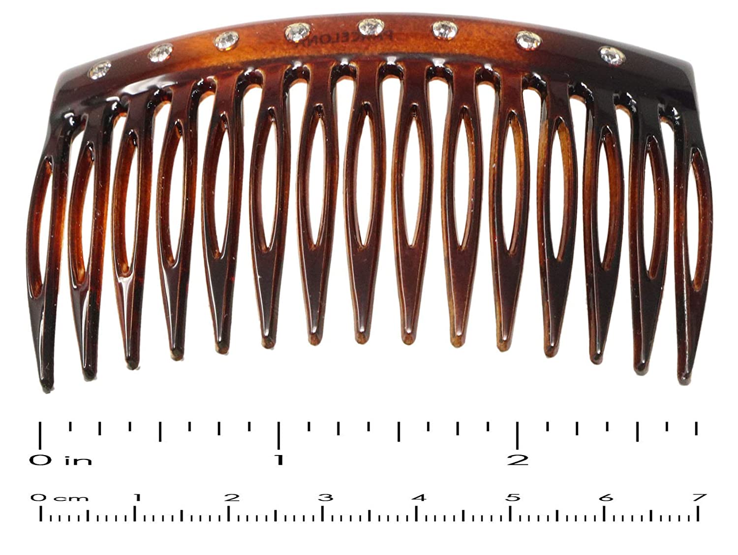 Parcelona French Crystals Shell Small 2 ¾” Cellulose Set of 2 Side Hair Combs