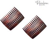 Parcelona French Compact Fit Shell Celluloid 13 Teeth Set of 4 Side Hair Combs