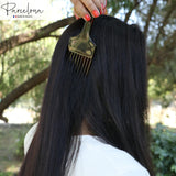 Parcelona French Afro Lift Shell Extra Large Celluloid Hairdressing Combs(2 Pcs)