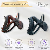 Parcelona French Flat Cutout Black N Shell Medium Set Of 2 Celluloid Hair Claws