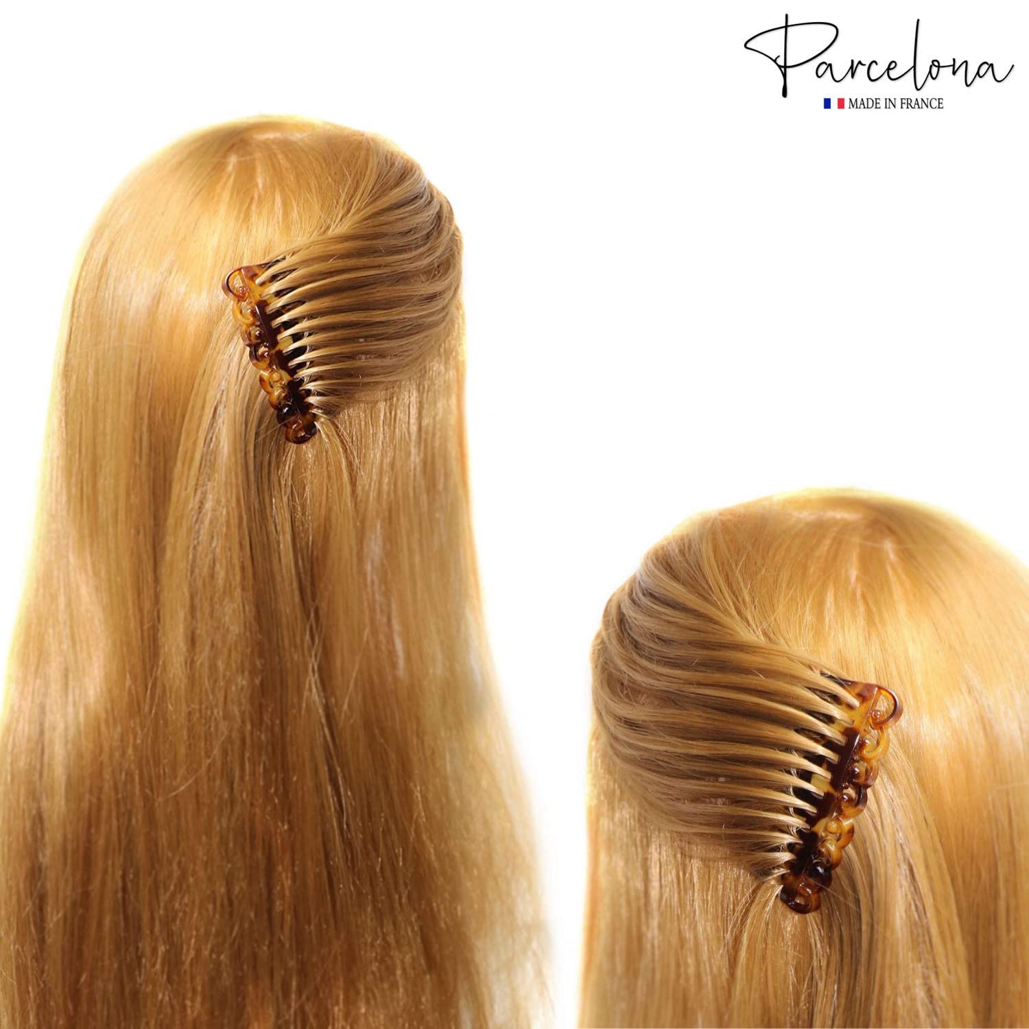 Parcelona French Swirl Savana Small Cellulose Set of 2 Side Hair Combs for Women