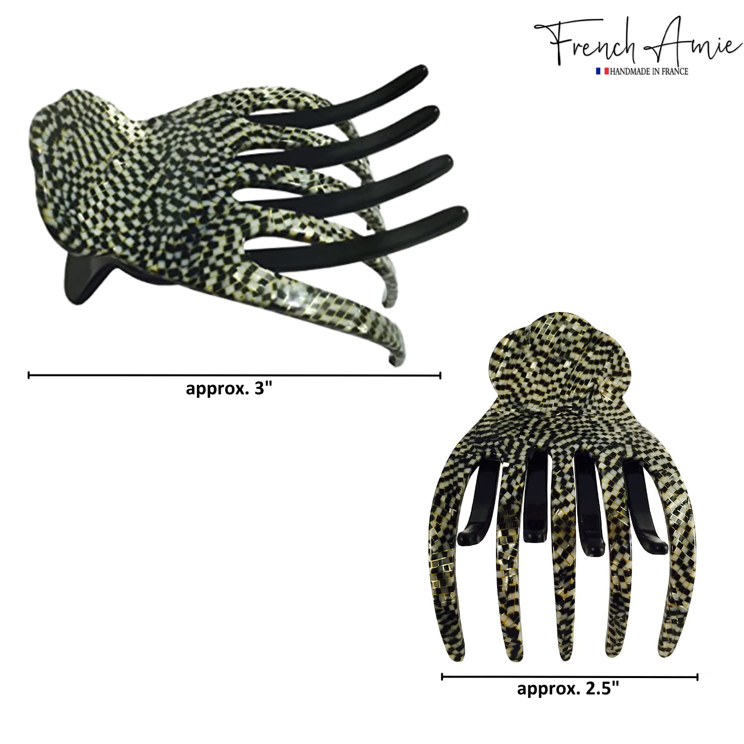 French Amie Scoop Large Cellulose Handmade Hair Side Slider Beak Jaw Claw Clip